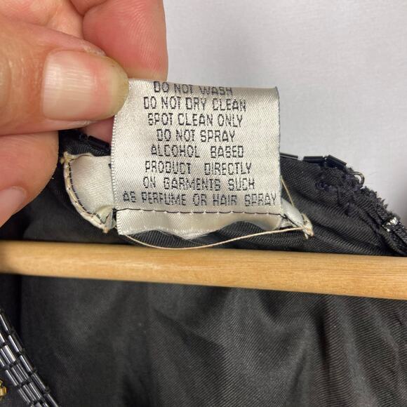 Vintage Beaded Cocktail Dress Size 2X Black Gold‎ Sequins B2 & US by Marx & John - Picture 10 of 15